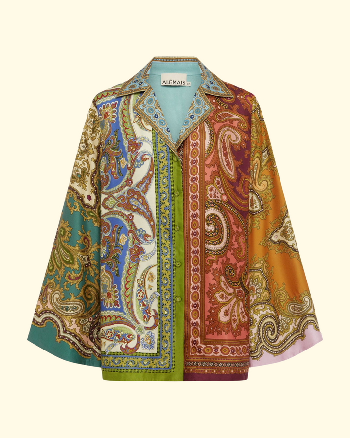 Clemenza Spliced Silk Shirt | Multi