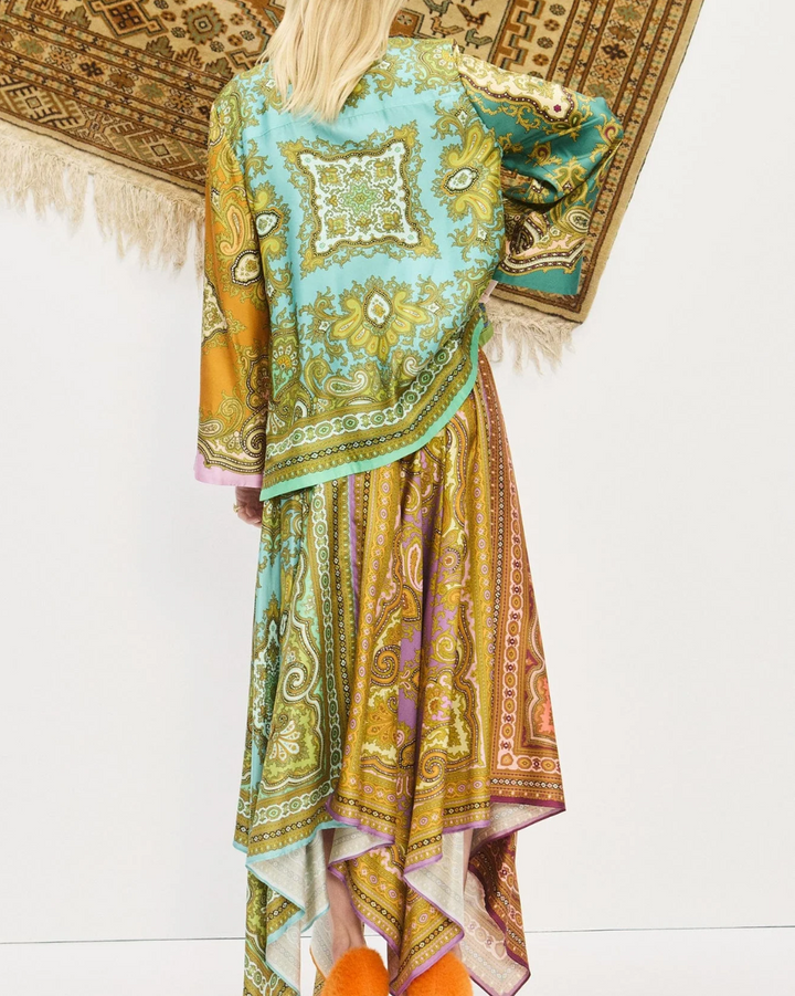 Clemenza Spliced Silk Shirt | Multi