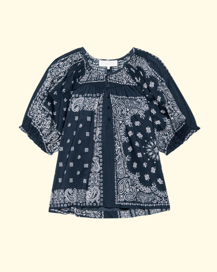 The Smocked Sleep Top | Bandana Patchwork