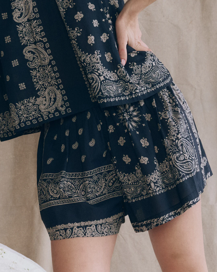 The Smocked Sleep Short | Bandana Patchwork