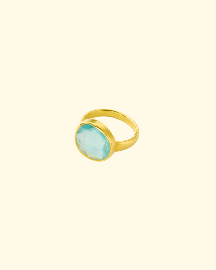 Cerulean Greek Ring | 18K YG & Aquamarine
