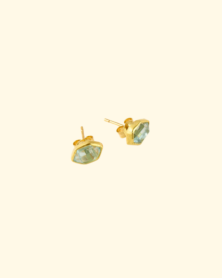 Cerulean Classic Studs | 18K YG & Aquamarine