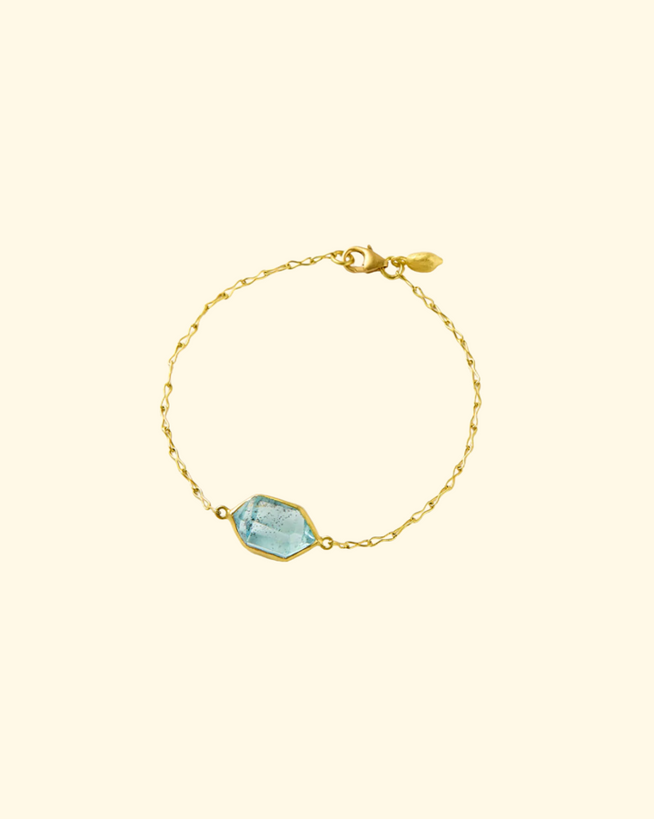 Cerulean Single Stone Bracelet | 18K YG & Aquamarine