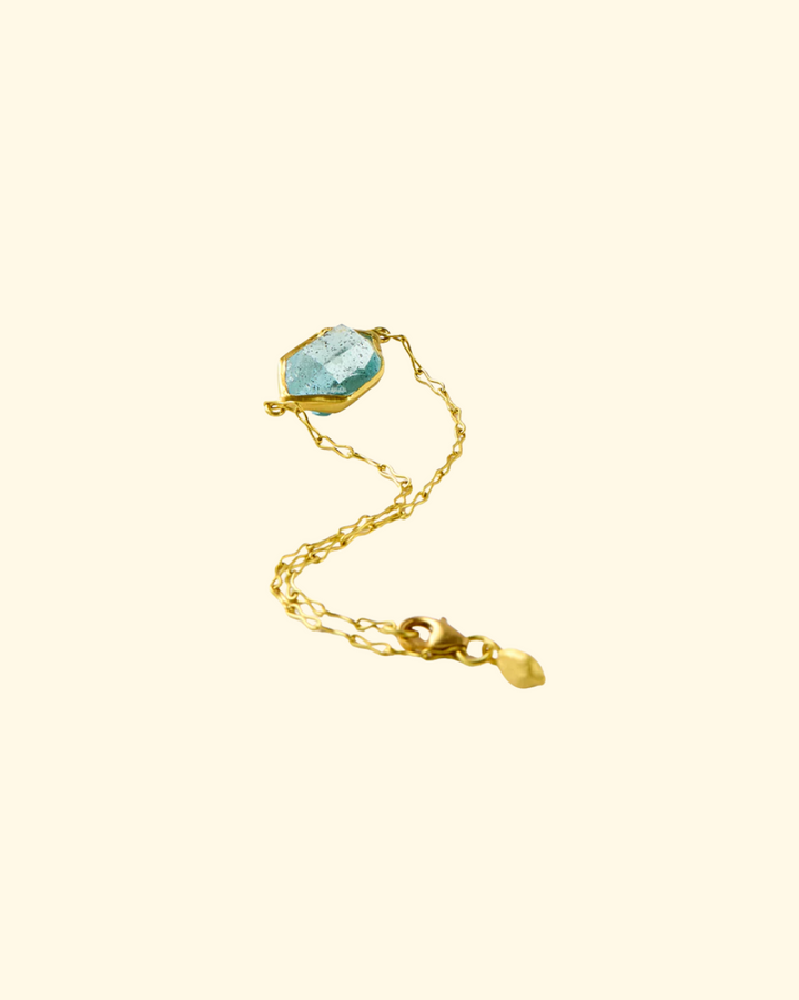 Cerulean Single Stone Bracelet | 18K YG & Aquamarine