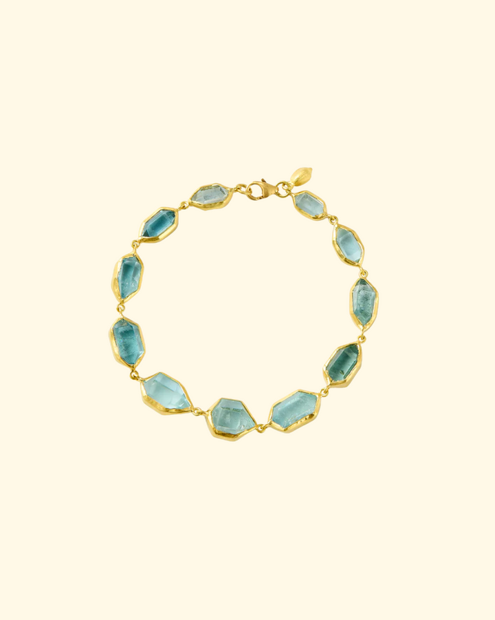 Cerulean Full Stone Bracelet | 18K YG & Aquamarine