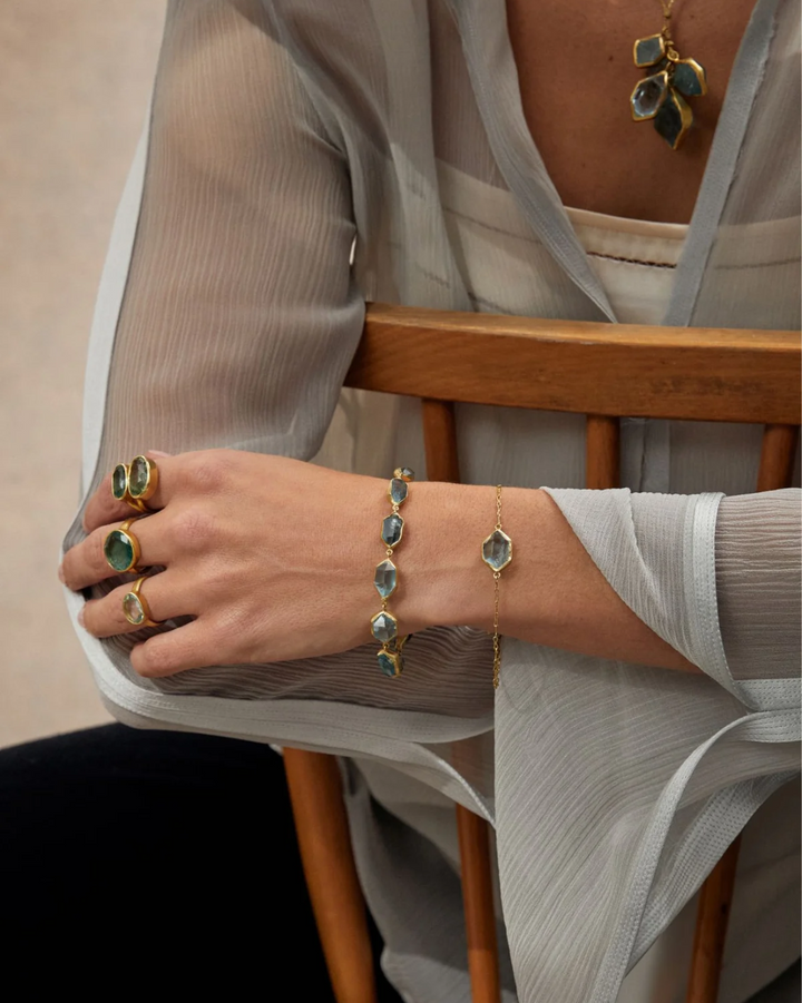 Cerulean Full Stone Bracelet | 18K YG & Aquamarine