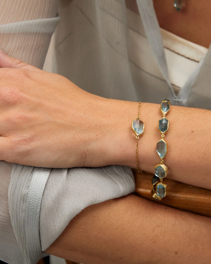 Cerulean Full Stone Bracelet | 18K YG & Aquamarine