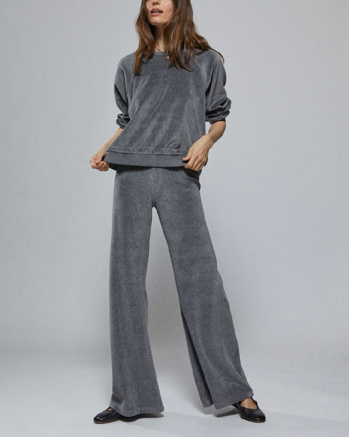 Samos Oversize Sweatshirt Velour | Charcoal Heather