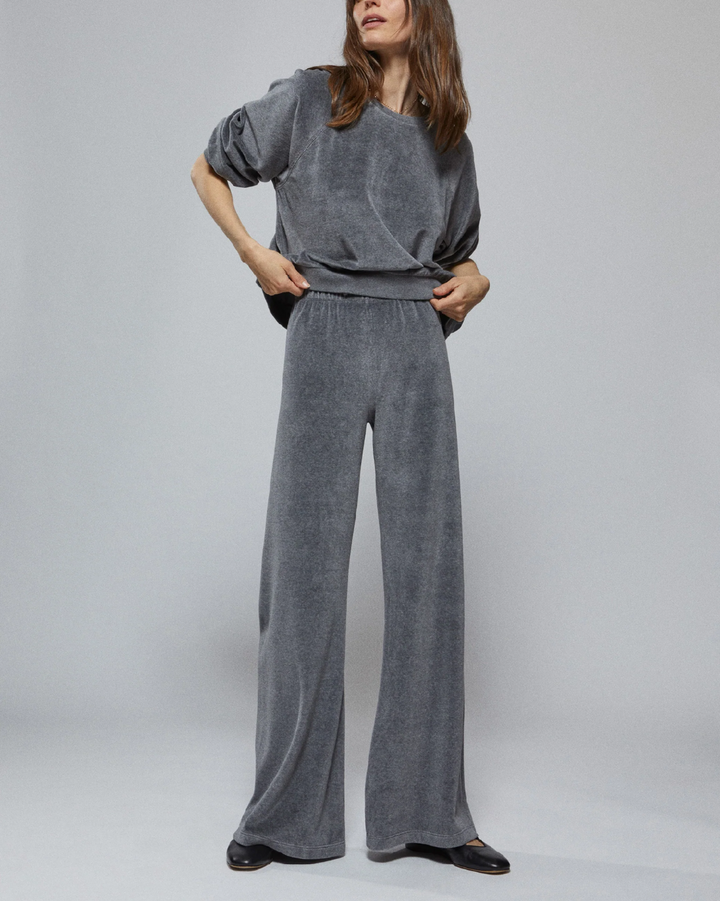 Samos Oversize Sweatshirt Velour | Charcoal Heather