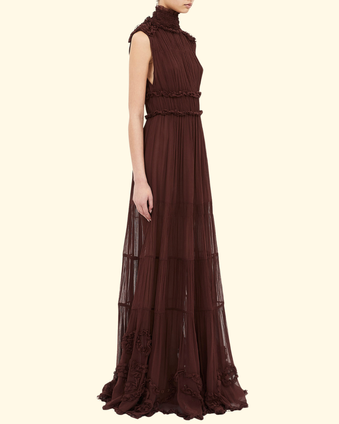 Verona Silk Smocked Gown | Mahogany