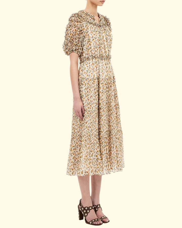 Nan Silk Short Sleeve Midi Dress | Swan