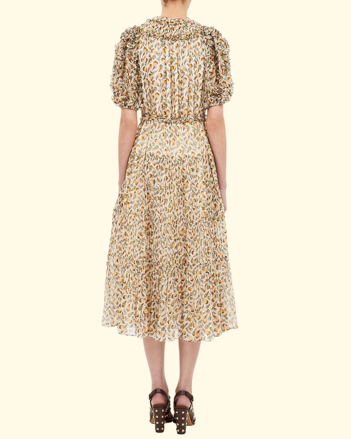 Nan Silk Short Sleeve Midi Dress | Swan