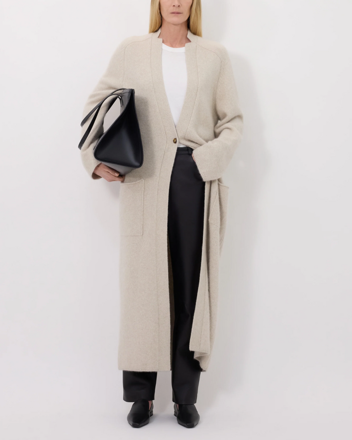 Smet Maxi Knit Cardigan | Stone Melange