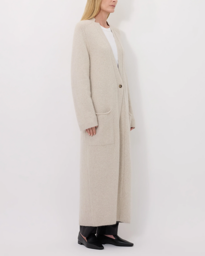 Smet Maxi Knit Cardigan | Stone Melange