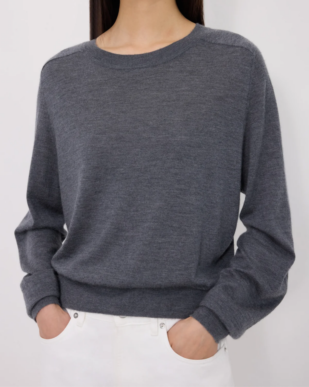 Angus Fine Knit Sweater | Anthracite Melange