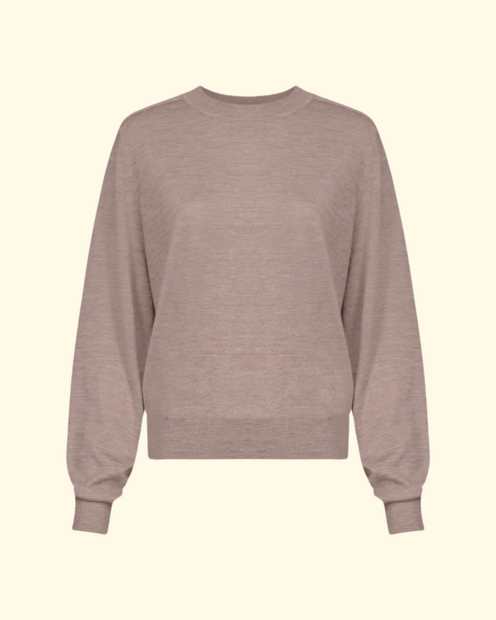 Angus Fine Knit Sweater | Taupe Melange