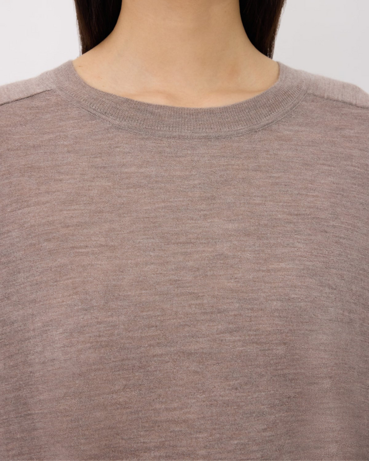Angus Fine Knit Sweater | Taupe Melange