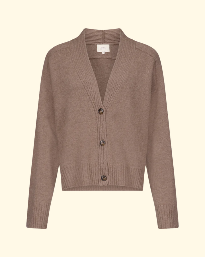 Kaia V Neck Cardigan | Taupe Melange