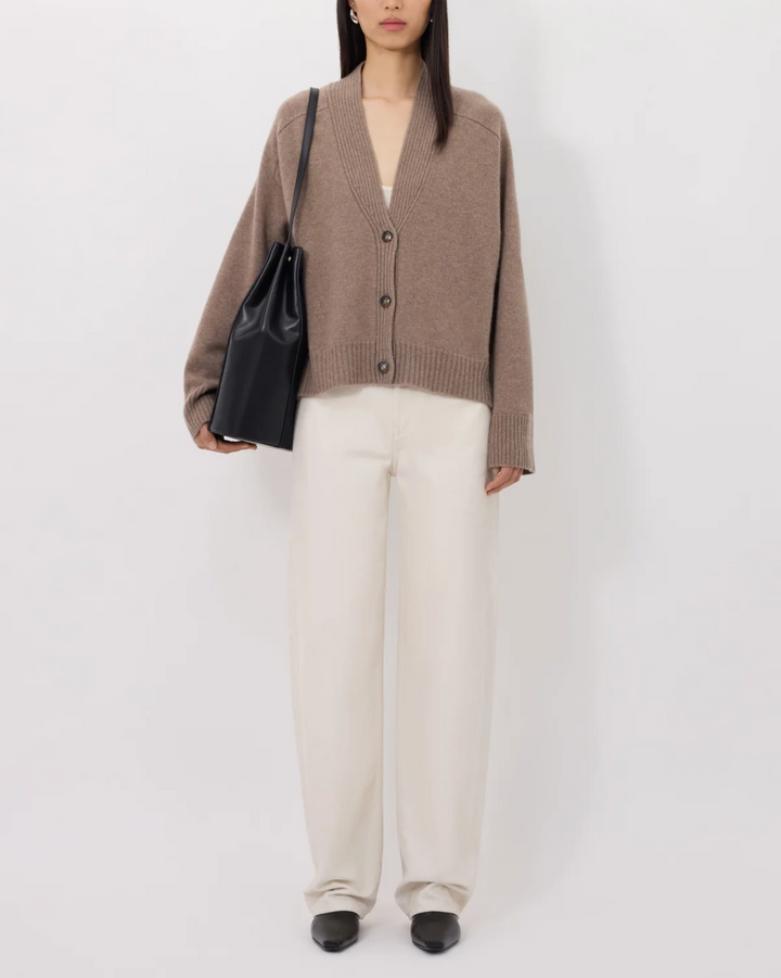 Kaia V Neck Cardigan | Taupe Melange