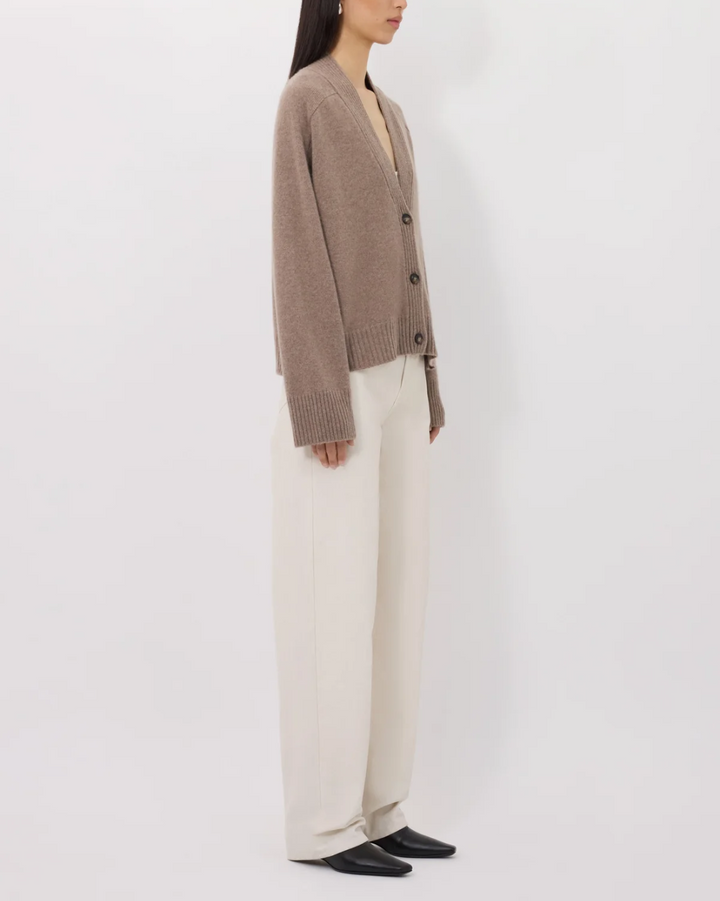 Kaia V Neck Cardigan | Taupe Melange