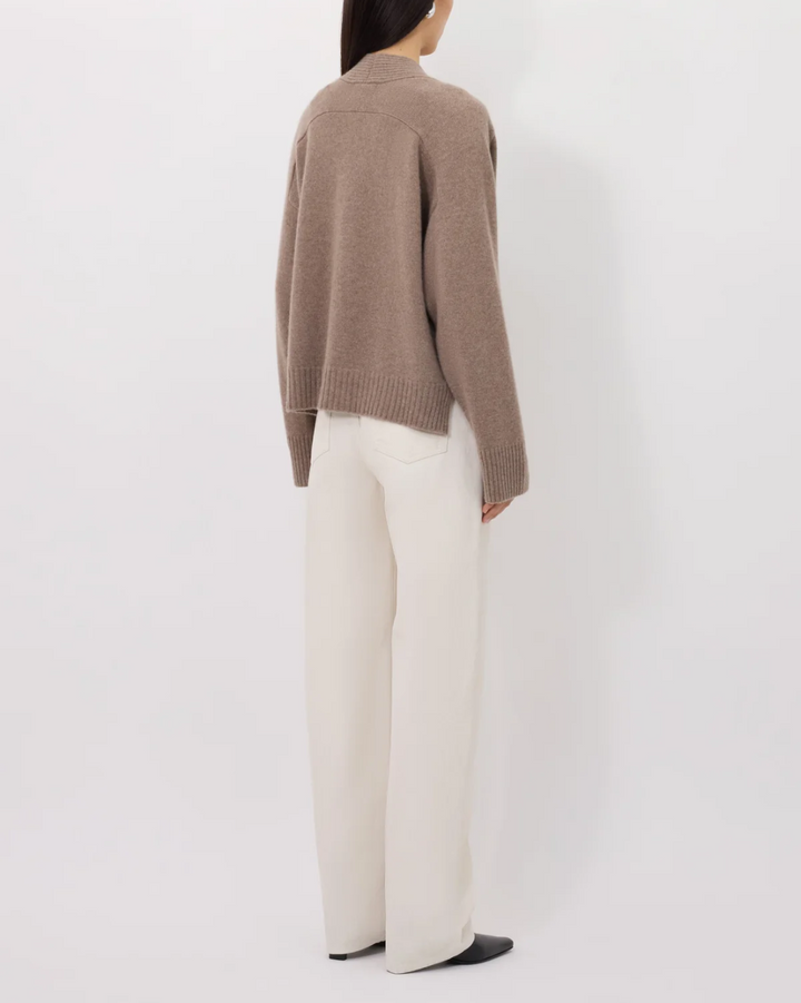 Kaia V Neck Cardigan | Taupe Melange