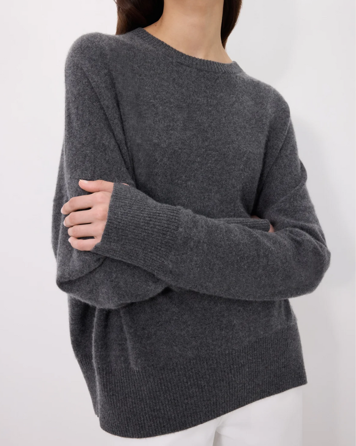 Anaa Round Neck Sweater | Anthracite Melange