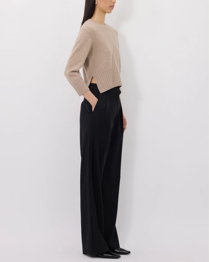 Mora Cropped Sweater | Beige Melange