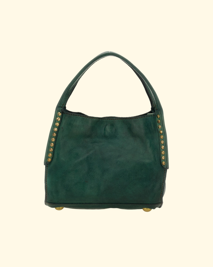 Lara Studded Shopping Bag | Green Bottle