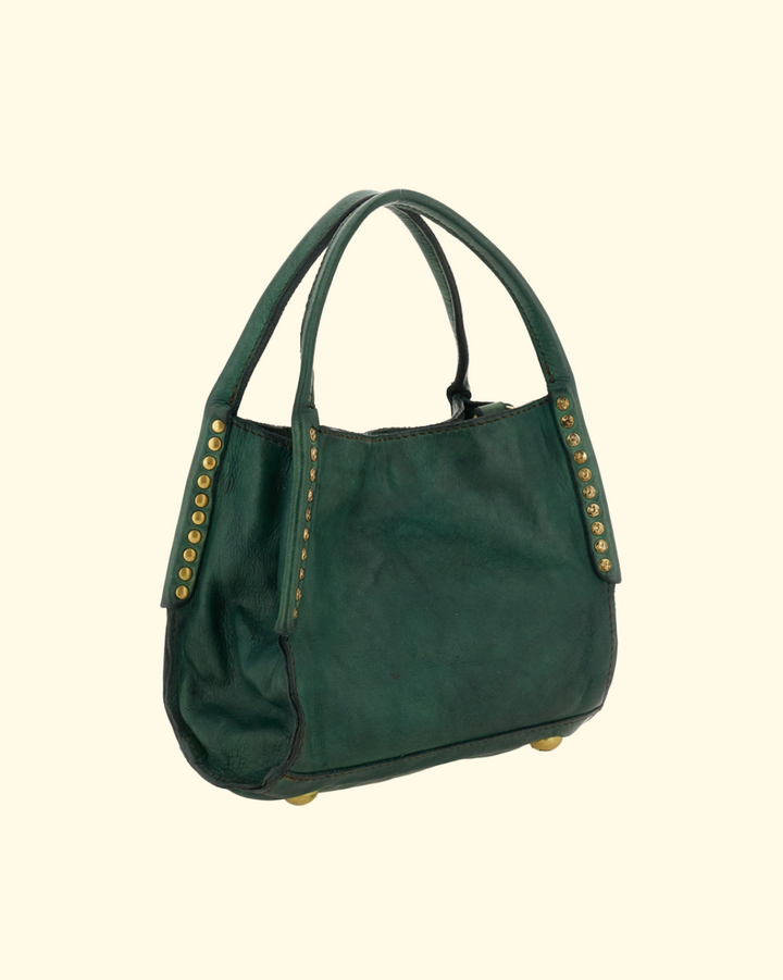 Lara Studded Shopping Bag | Green Bottle