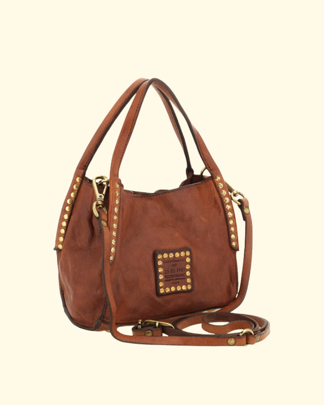Lara Studded Shopping Bag | Cognac