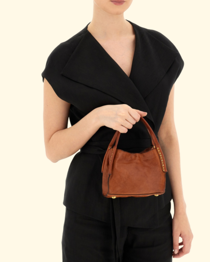Lara Studded Shopping Bag | Cognac