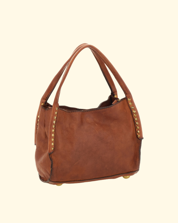 Lara Studded Shopping Bag | Cognac