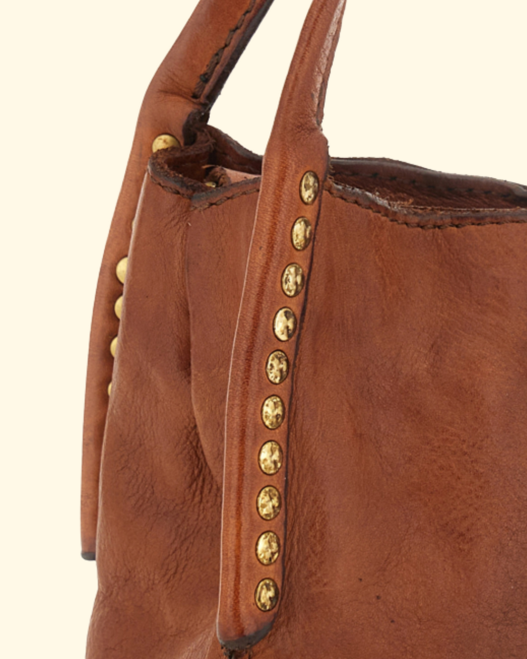 Lara Studded Shopping Bag | Cognac