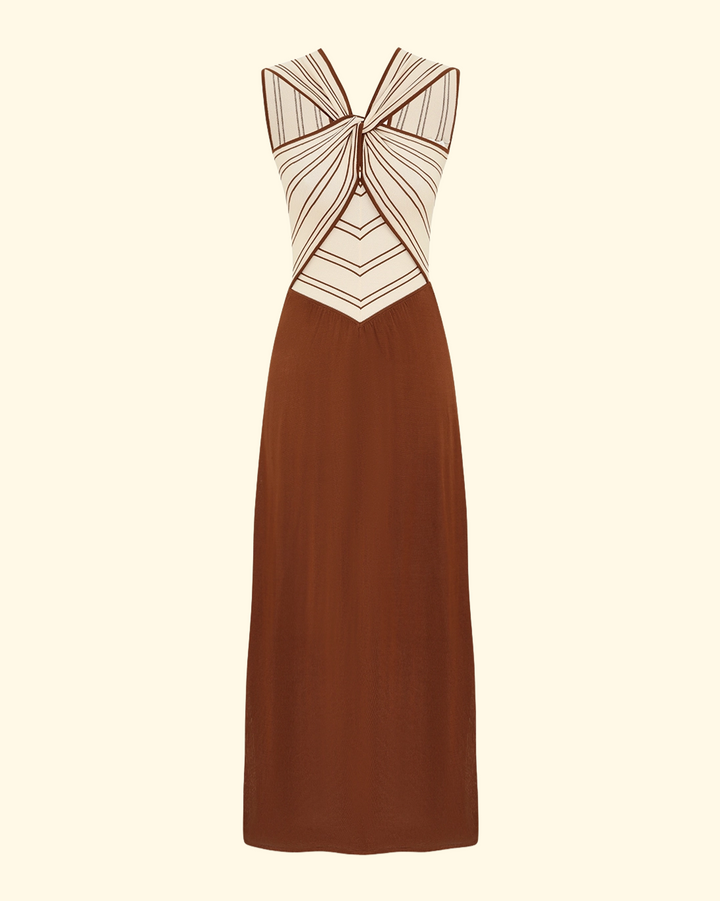 Hypnotic Halter Dress | Cream/Tan