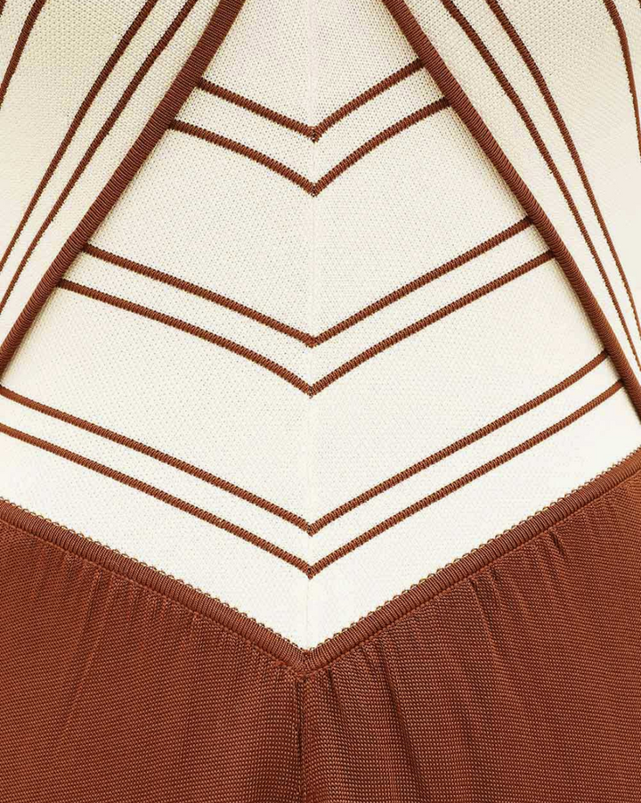 Hypnotic Halter Dress | Cream/Tan