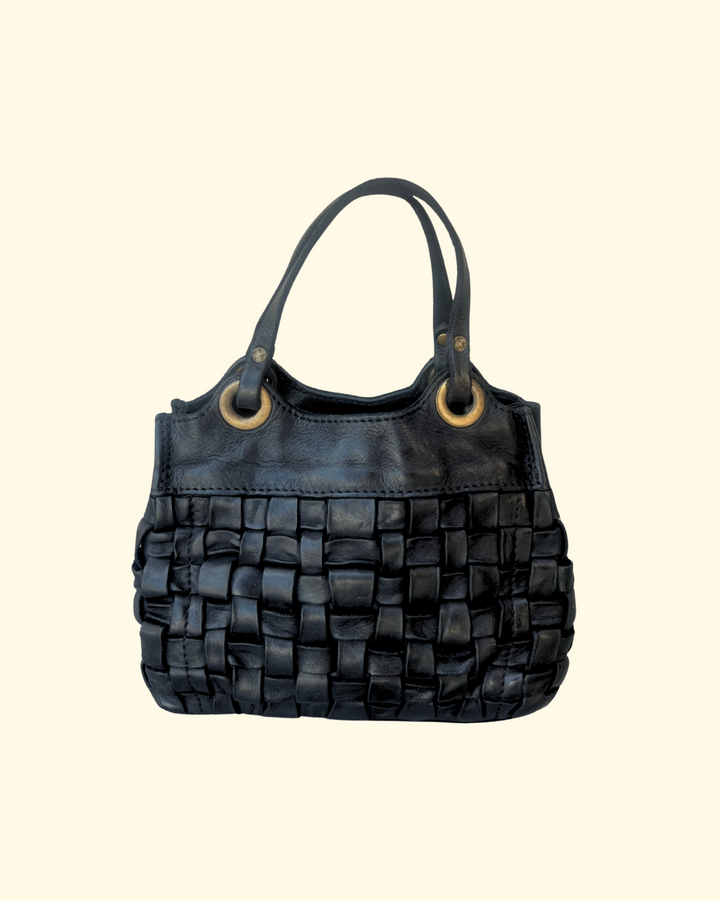 Flaviana Woven Shopping Bag | Black