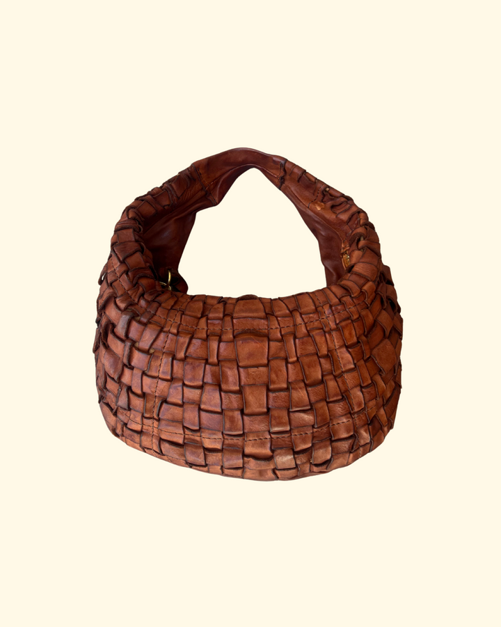 Marisa Woven Shoulder Bag | Cognac