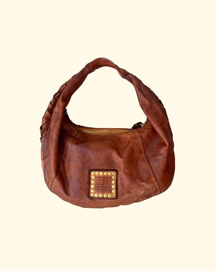 Marisa Woven Shoulder Bag | Cognac