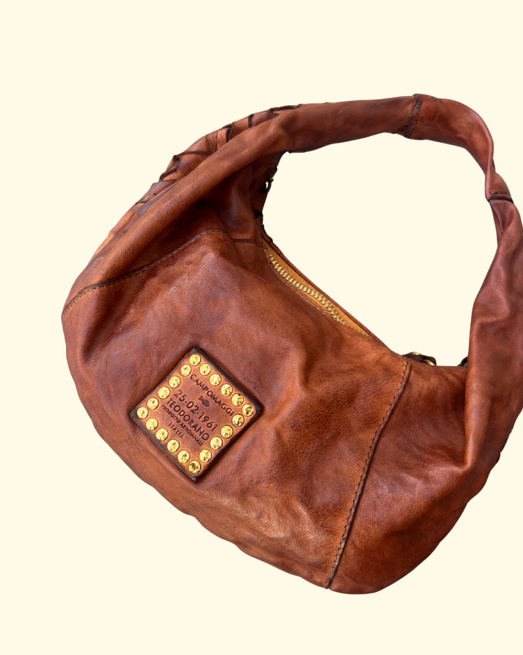 Marisa Woven Shoulder Bag | Cognac