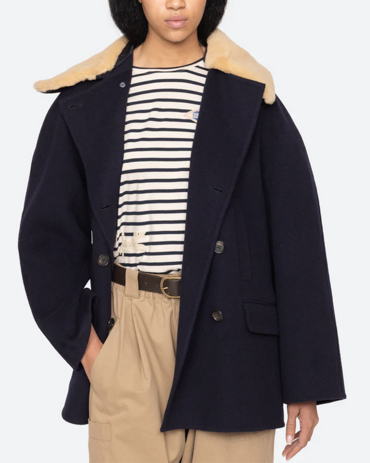 Astra Double Faced Peacoat | Navy