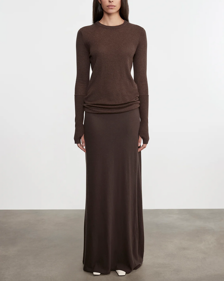 Cashmere Bias Skirt | Dark Brown