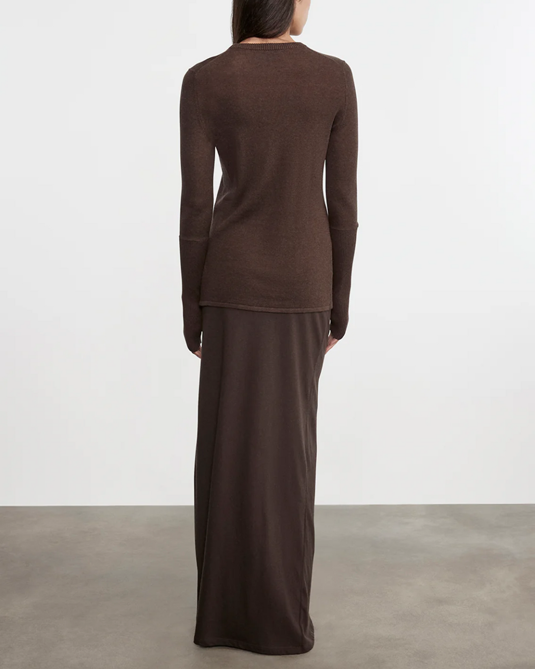 Cashmere Bias Skirt | Dark Brown