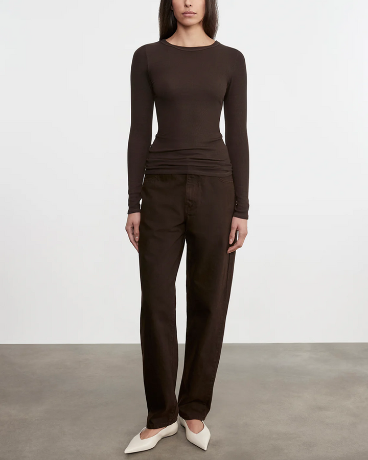 Silk Knit L/S Crew | Coffee Bean