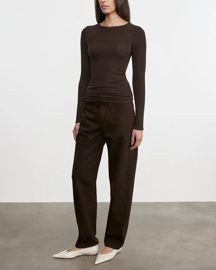 Silk Knit L/S Crew | Coffee Bean