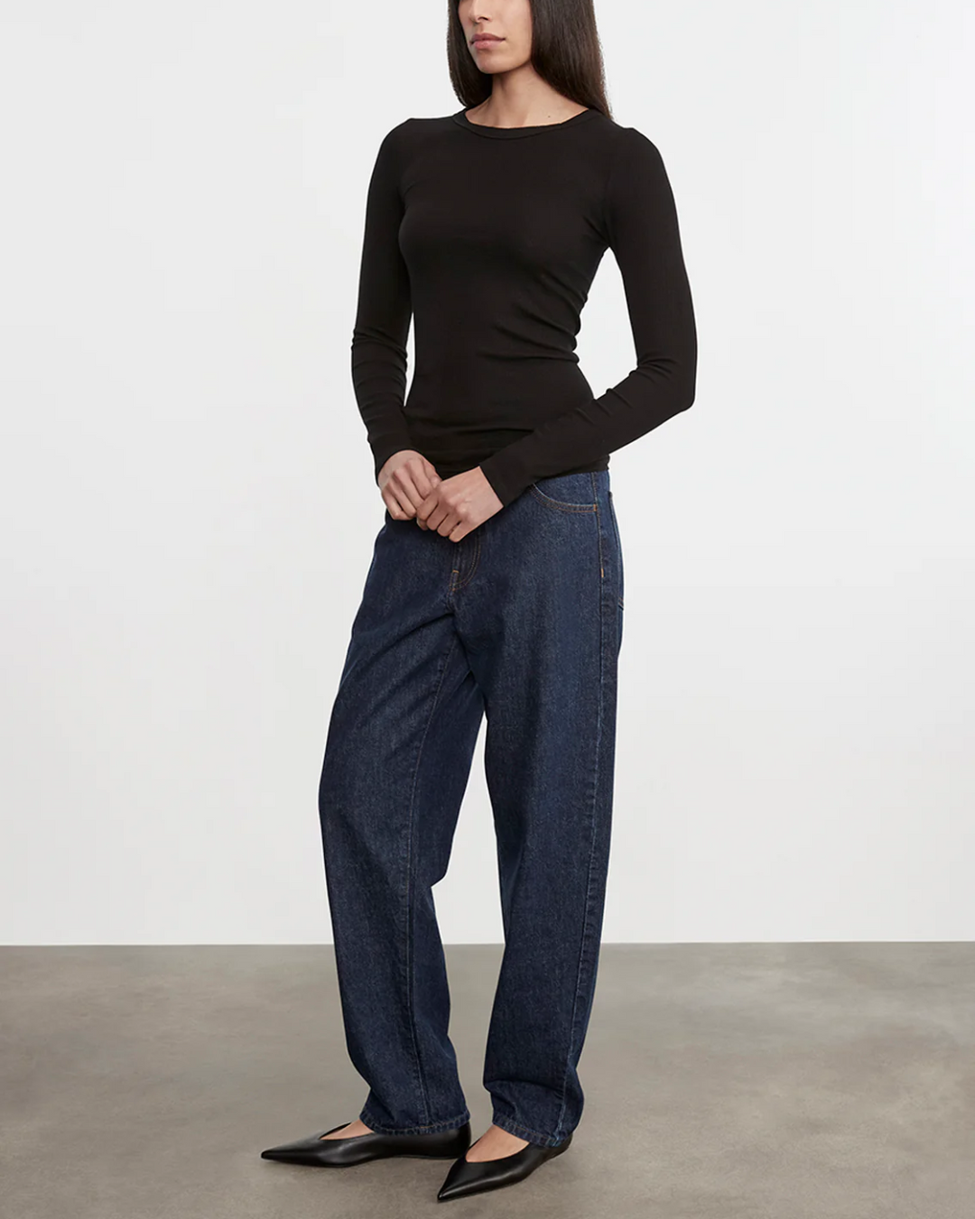 Silk Knit L/S Crew | Black
