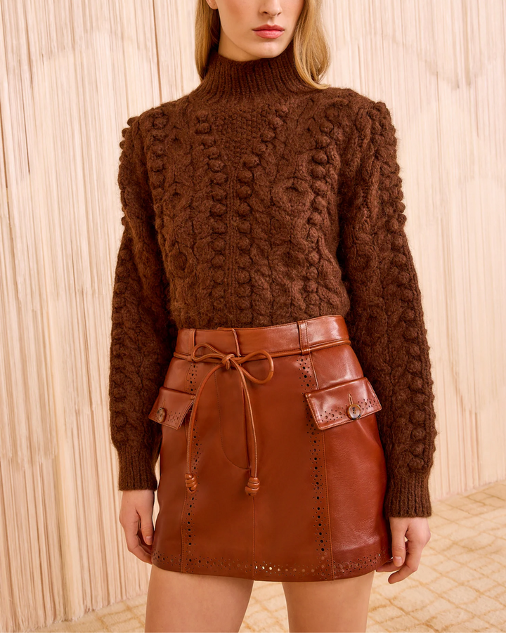 Luna Leather Mini Skirt | Wenge