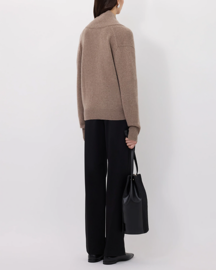 Makela Large V Neck Sweater | Taupe