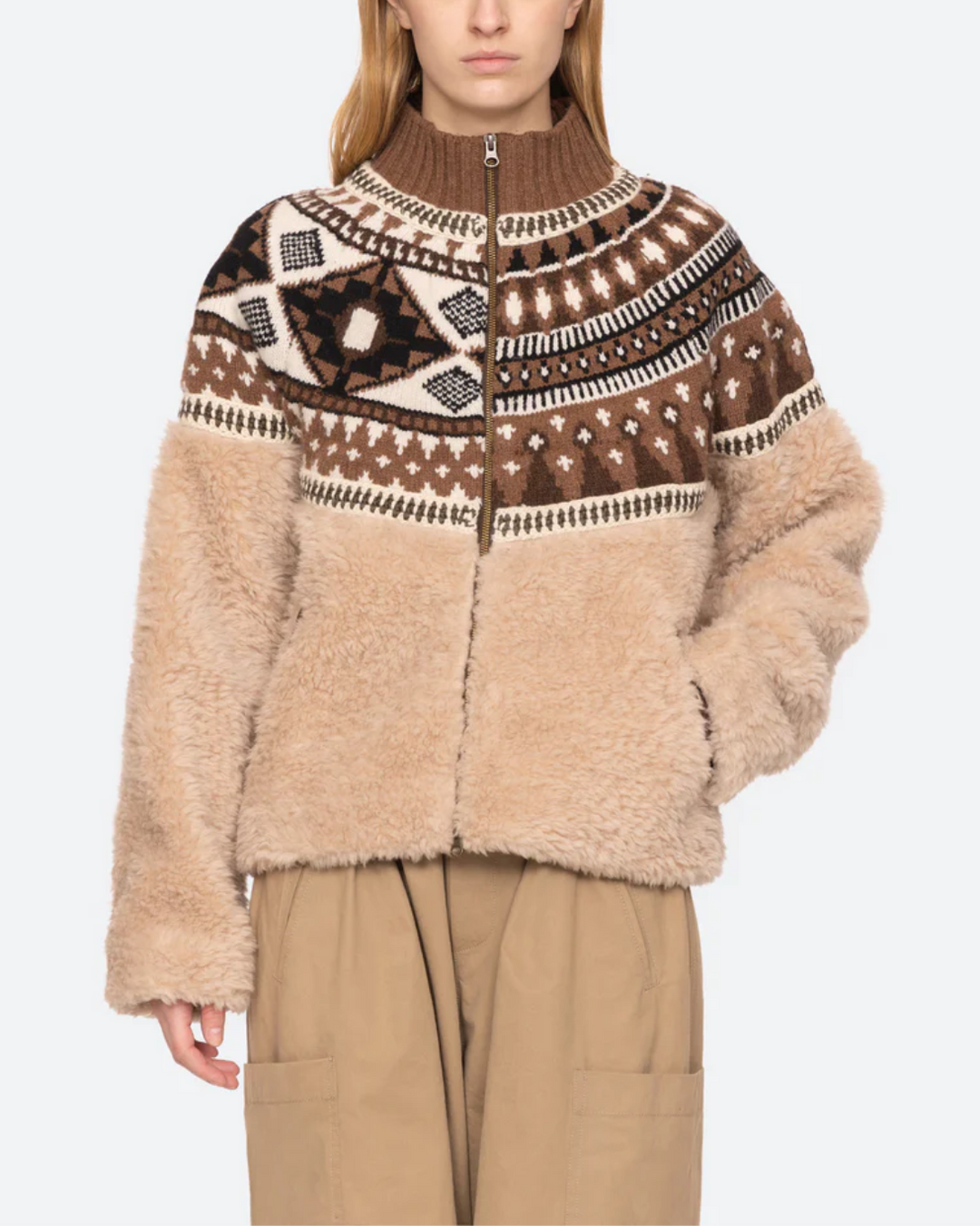 Linea Fair Isle Knit/Fleece Jacket | Multi