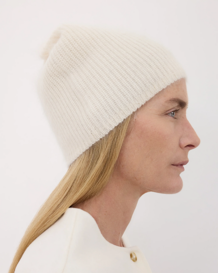 Flyn Cashmere Beanie | Ivory
