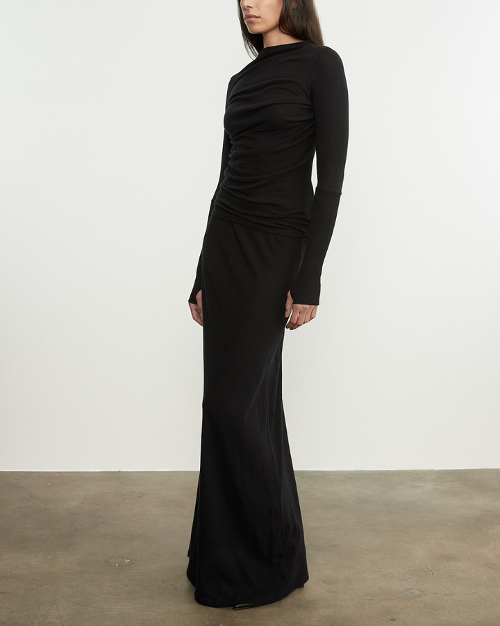 Cashmere Bias Skirt | Black